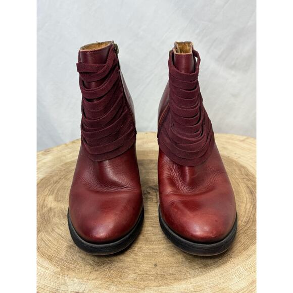 Pikolinos Maroon Red Leather Fringe Ankle Boots - Size 41 EU - 10 / 10.5 US - Picture 2 of 16